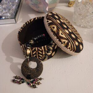 Trinket Box in Brown African Print Handmade